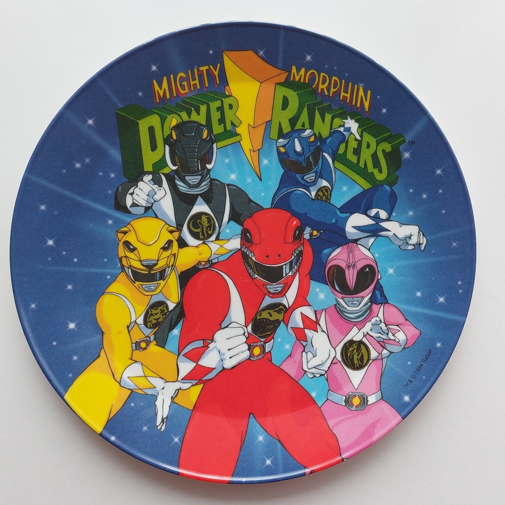 Vintage 1994 Mighty Morphin Power Rangers Plate Plastic Original 8 Inch Set Of 2
